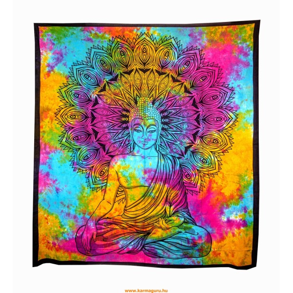 Buddhás ágytakaró, falidísz, színes - 205 x 220
