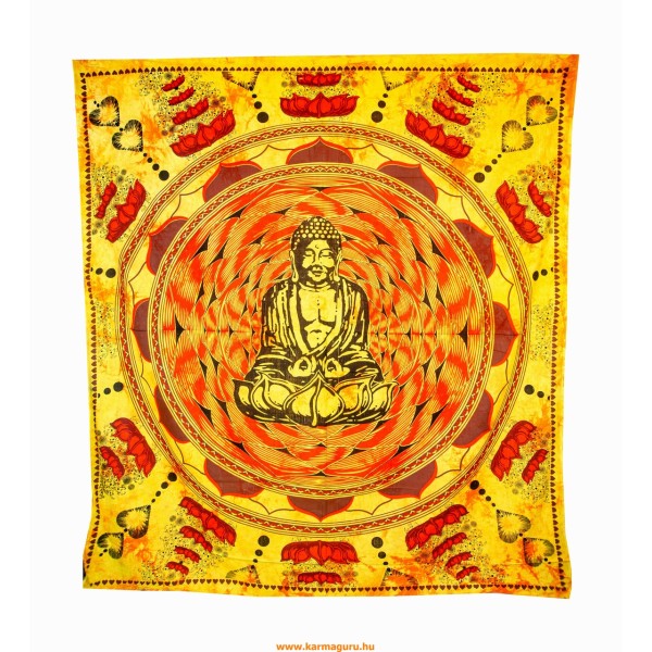 Buddhás ágytakaró, falidísz, sárga - 205 x 224