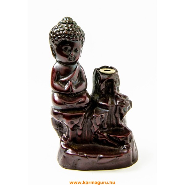 Imádkozó Buddhás rezin füstölő égető, visszaáramló füstölőkhöz - vörös színű