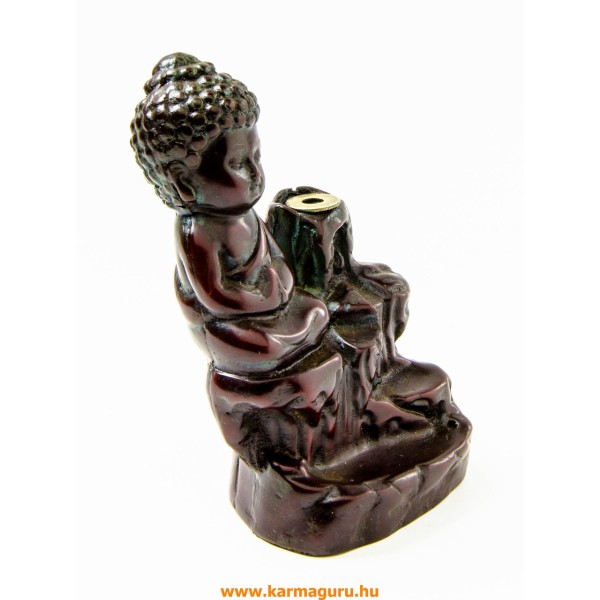 Imádkozó Buddhás rezin füstölő égető, visszaáramló füstölőkhöz - vörös színű