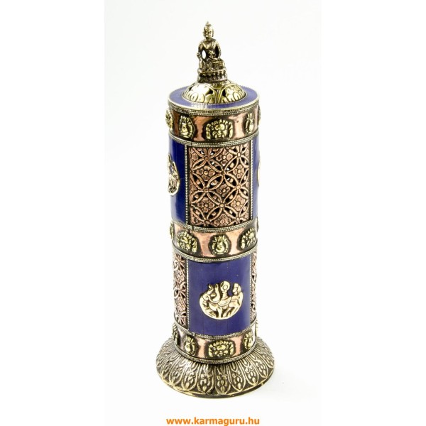 Torony alakú réz füstölő égető Buddhával - lápisz
