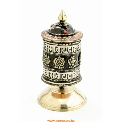 Asztali réz imamalom a tibeti 8 szerencsejellel és mantrákkal