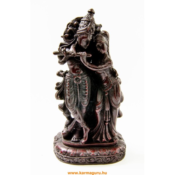 Radha Krishna, vörös színű, rezin szobor - 19 cm