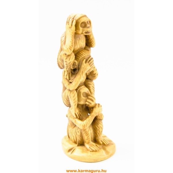 Három bölcs majom, csont színű rezin szobor - 14 cm