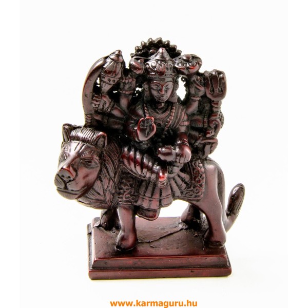 Durga istennő vörös színű, rezin szobor - 11 cm
