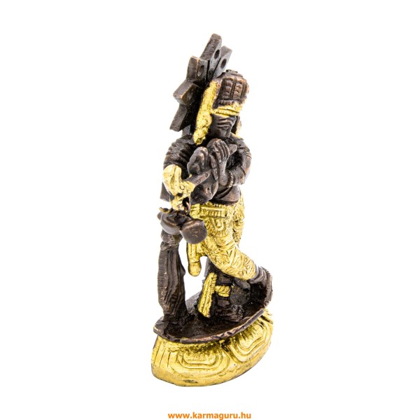 Krishna réz szobor, arany-bronz - 11 cm