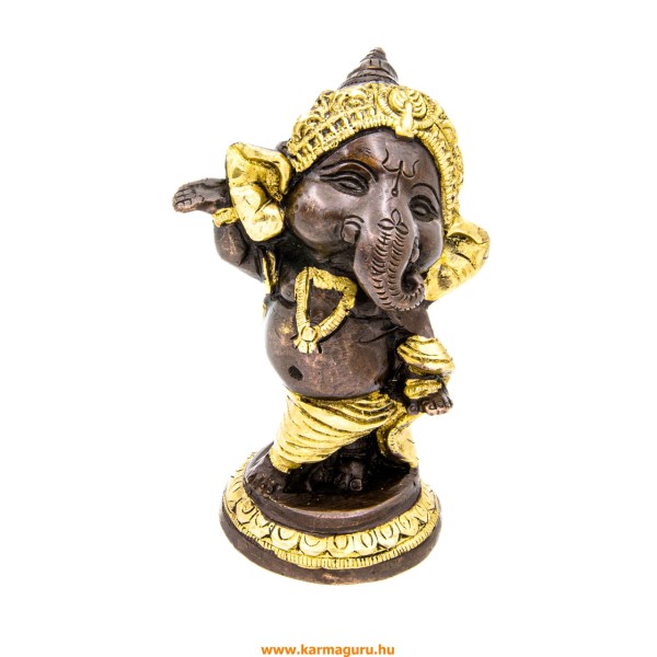 Álló Ganesha réz szobor, arany-bronz - 13 cm