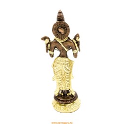 Álló Laxmi (Lakshmi) réz szobor, arany-bronz - 27 cm