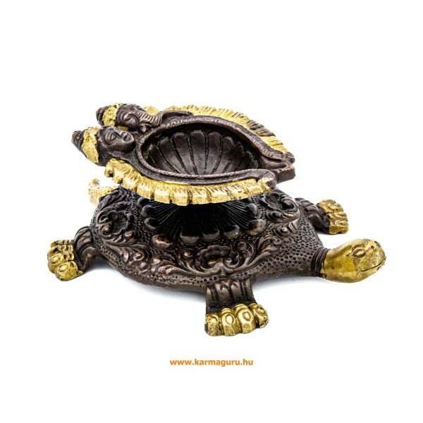 Teknős réz mécsestartó (olajmécseshez), arany-bronz - 15 cm
