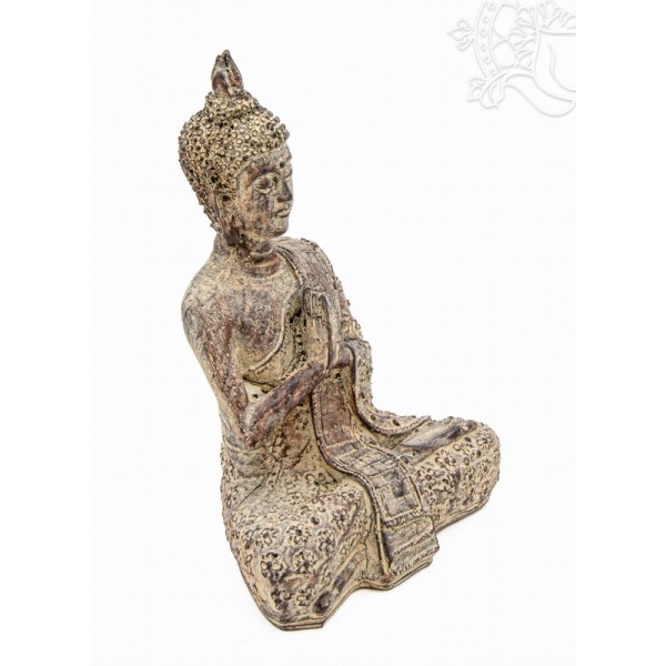 Imádkozó Buddha barna rezin szobor - 20 cm