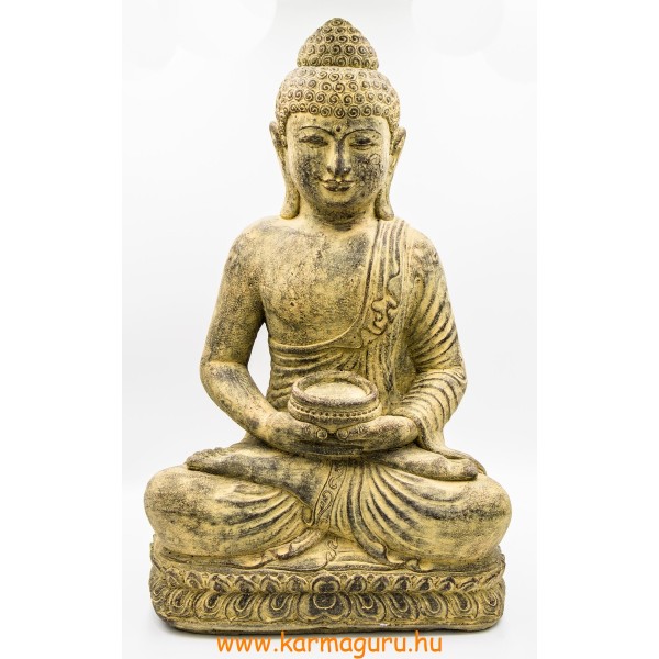 Amitabha Buddha mécses tartó tállal kő szobor - 55 cm
