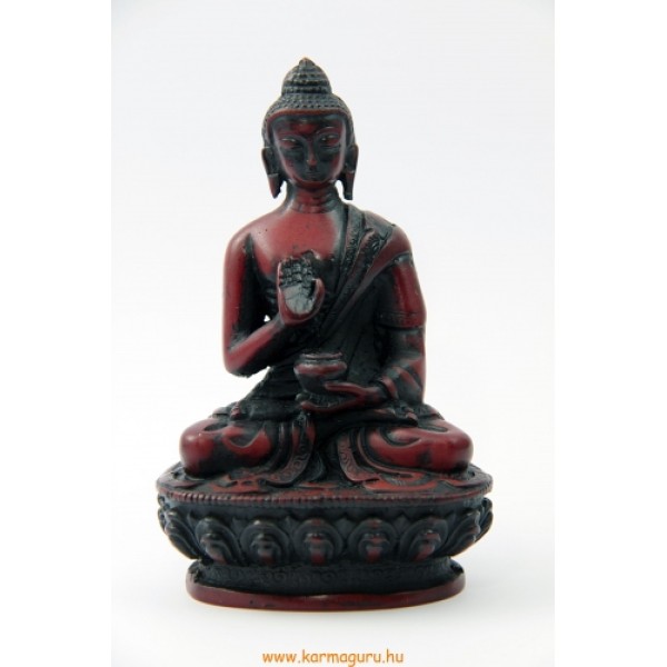 Áldó Buddha vörös  színű rezin szobor - 11 cm