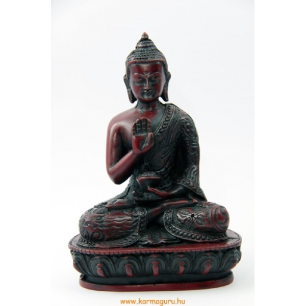 Áldó Buddha vörös  színű rezin szobor - 13,5 cm