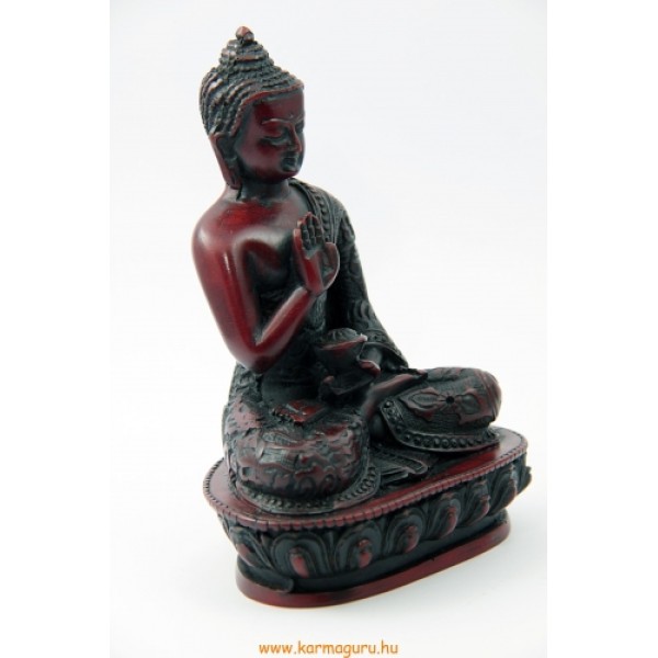 Áldó Buddha vörös  színű rezin szobor - 13,5 cm