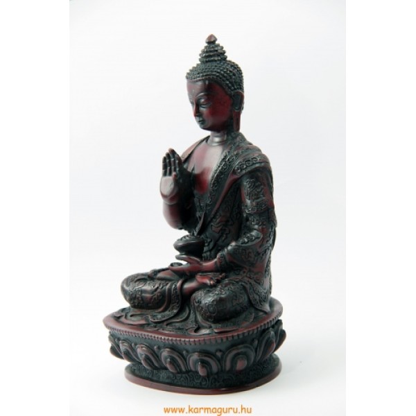 Áldó Buddha vörös  színű rezin szobor - 20 cm