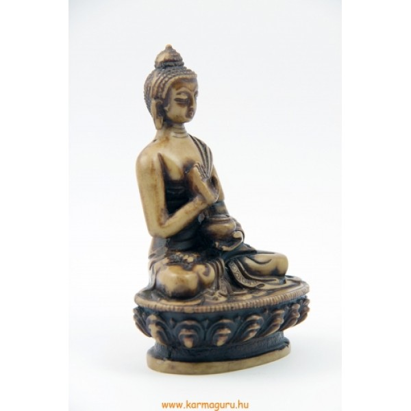 Áldó Buddha csont színű rezin szobor - 11 cm