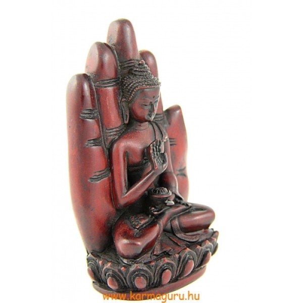 Áldó Buddha kézben vörös színű - 16 cm