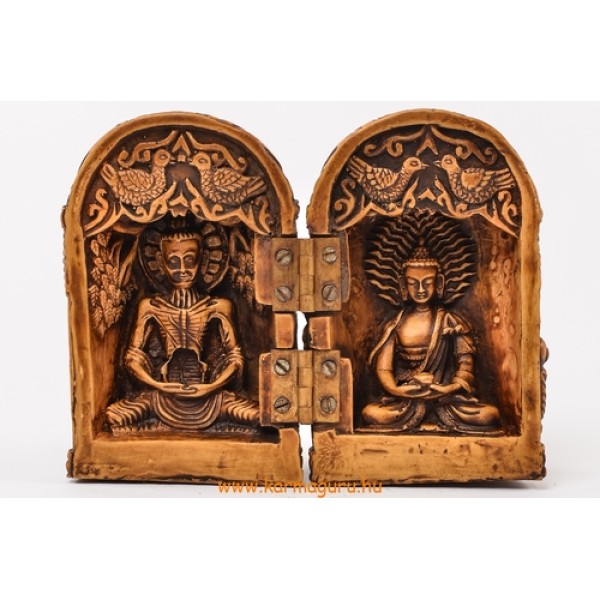 Buddha nyitható oltár csont színű rezin szobor - 13 cm