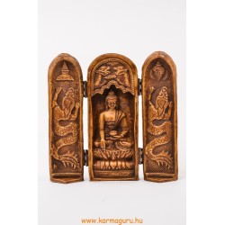 Buddha nyitható oltár csont színű rezin szobor - 20 cm