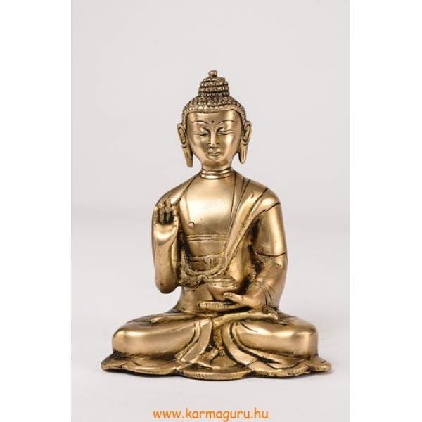 Áldó Buddha szobor réz, alj nélkül, matt sárga - 16 cm