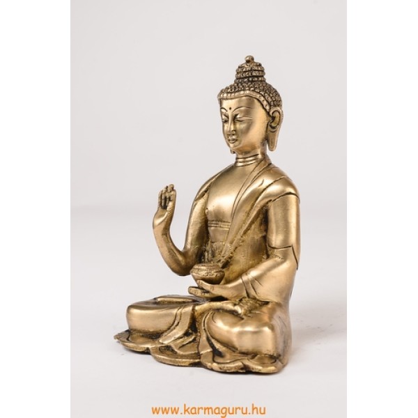 Áldó Buddha szobor réz, alj nélkül, matt sárga - 16 cm