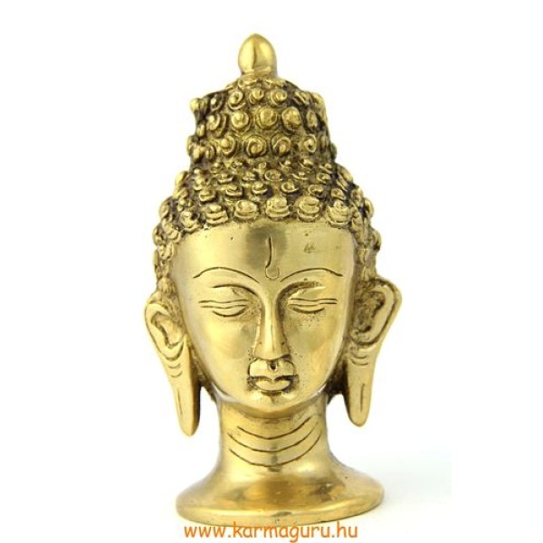 Buddha fej szobor réz, sárga színű