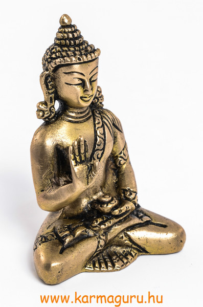 Áldó Buddha szobor réz, alj nélkül, matt sárga - 8 cm