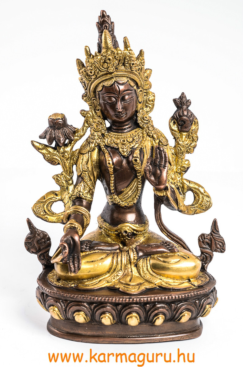 Fehér Tara szobor réz, arany és bronz - 21 cm