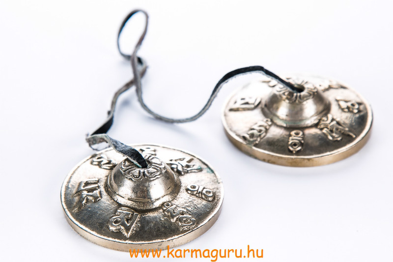 Tingsha az Om Mani Padme Hum mantrával, prémium minőségű - 6,5 cm