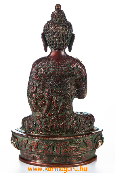 Áldó Buddha réz szobor, arany-vörös - 26cm