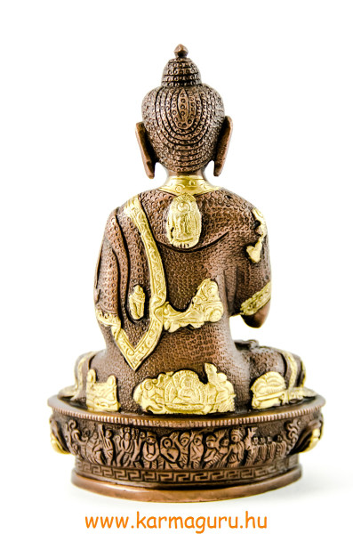 Áldó Buddha réz szobor, arany-bronz - 21cm