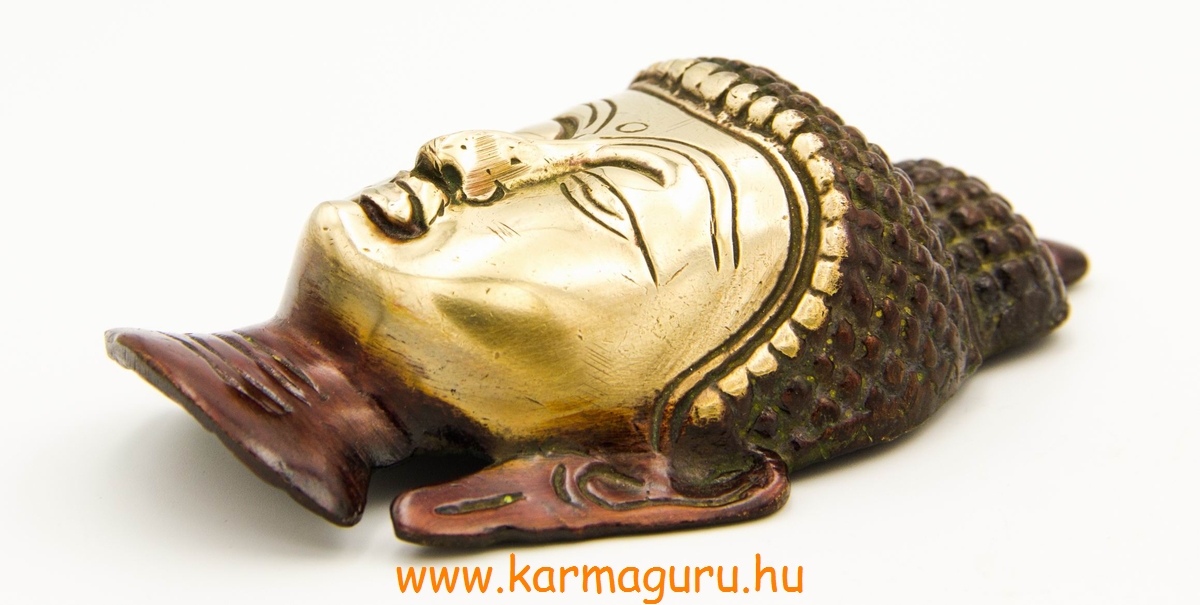 Buddha maszk rézből, vörös-arany színű -12 cm