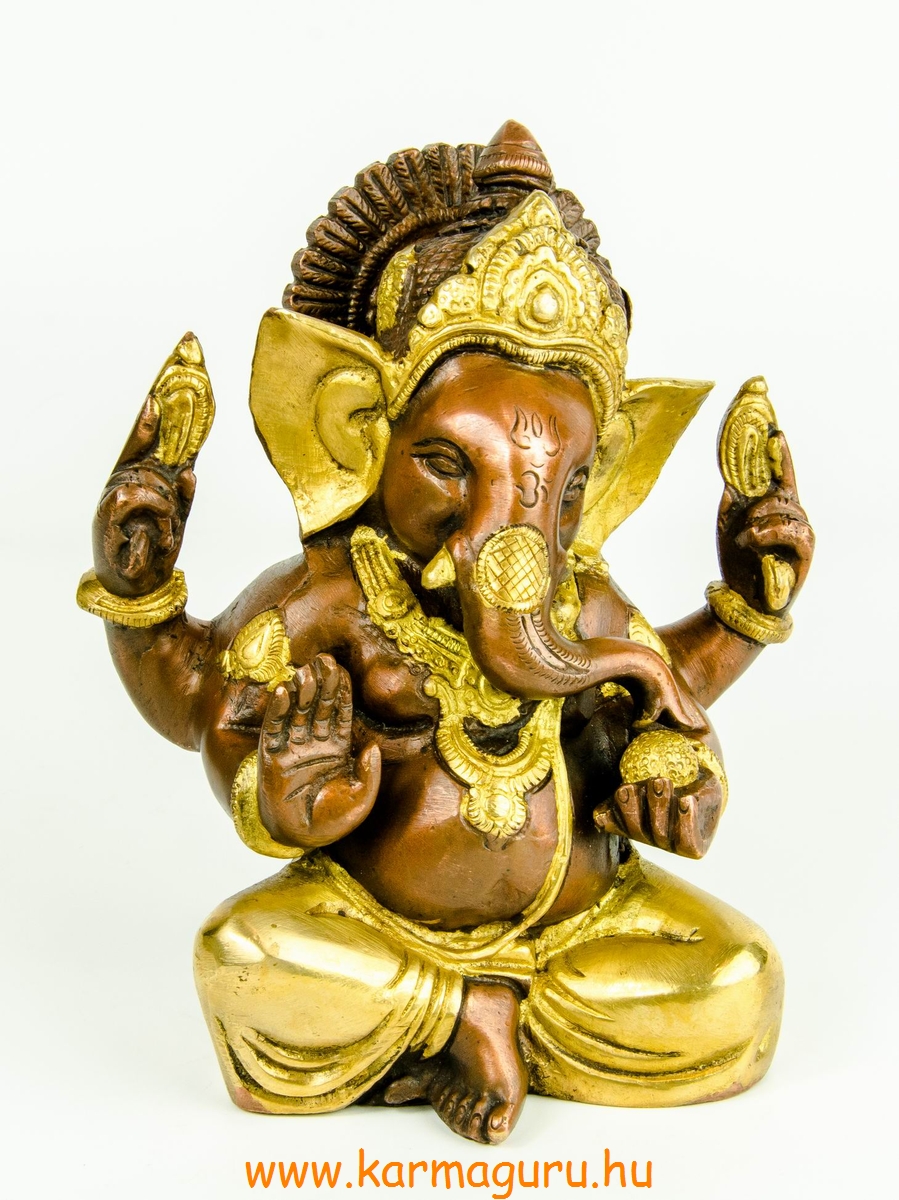 Ganesha réz szobor, arany-bronz - 18 cm