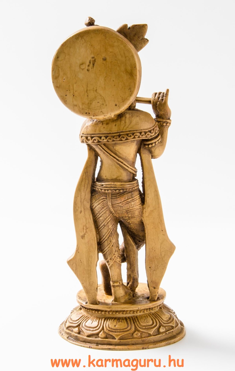 Krishna, csont színű, rezin szobor - 22 cm