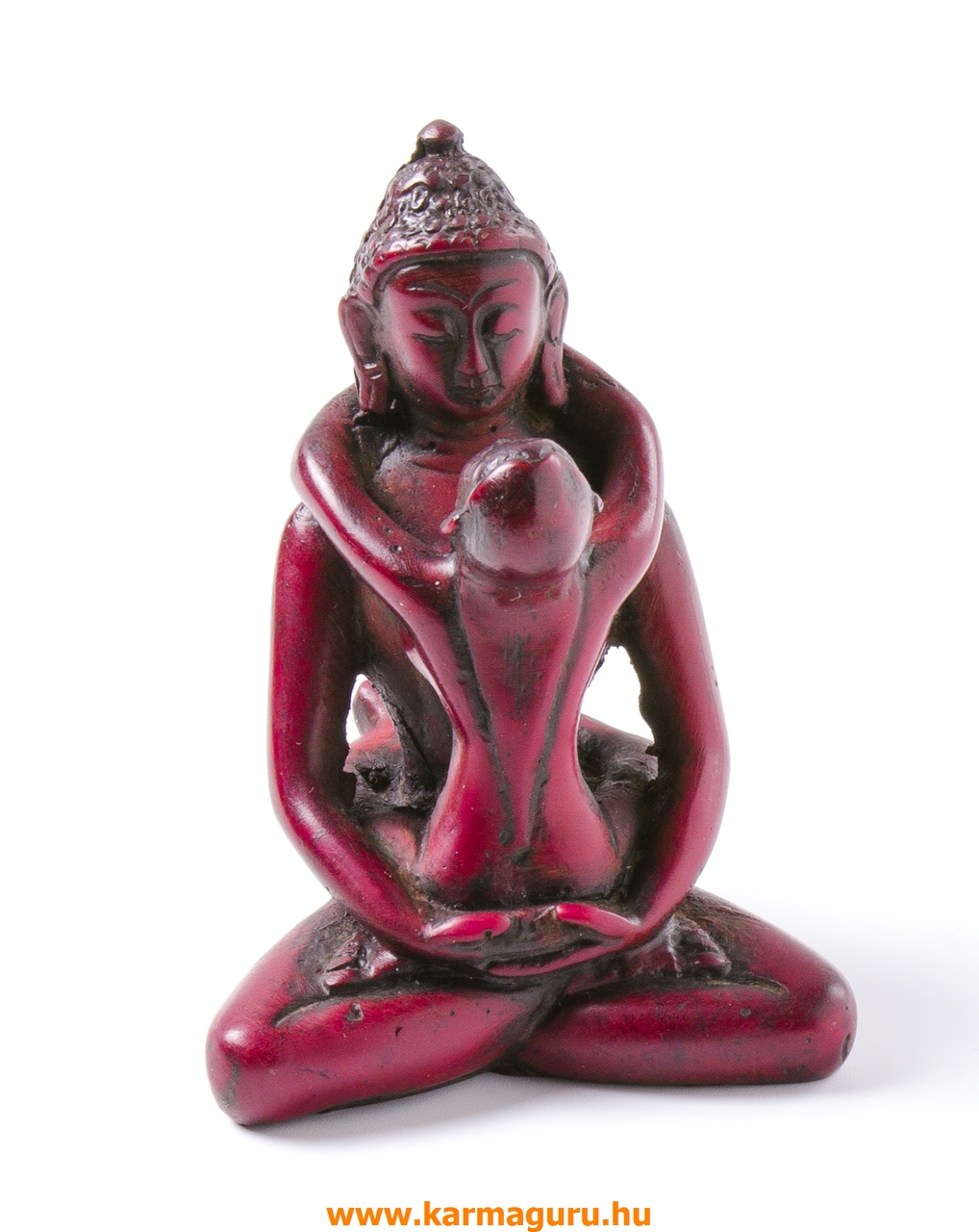 Buddha és Shakti (Samantabhadra) rezin szobor, vörös színű - 8 cm