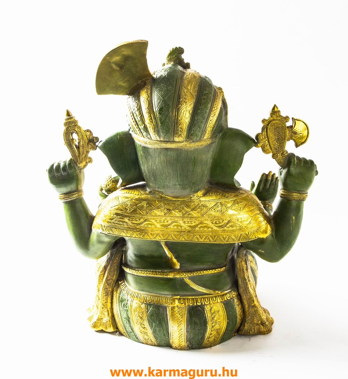 Ganesha réz szobor, arany-zöld- 60 cm