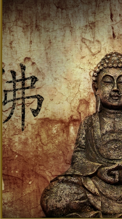 Antik, álló Buddha kép választható kivitelben (vászonkép, vakkeretes vászonkép, falmatrica)