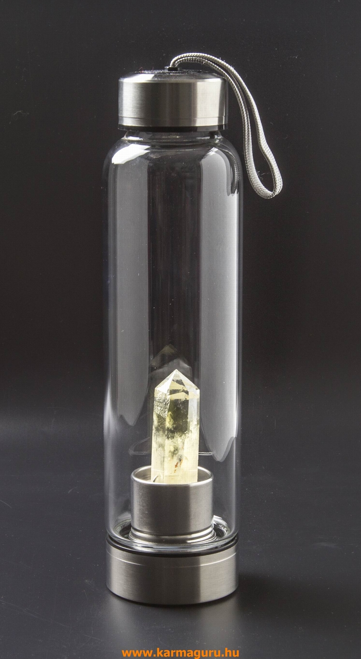 Citromkvarc kristályvizes palack (közvetlen érintkezésű) tokkal