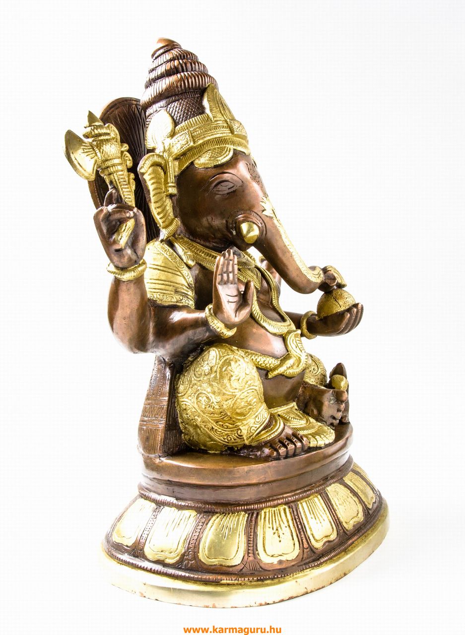 Ganesha réz szobor, barna - arany - 40 cm