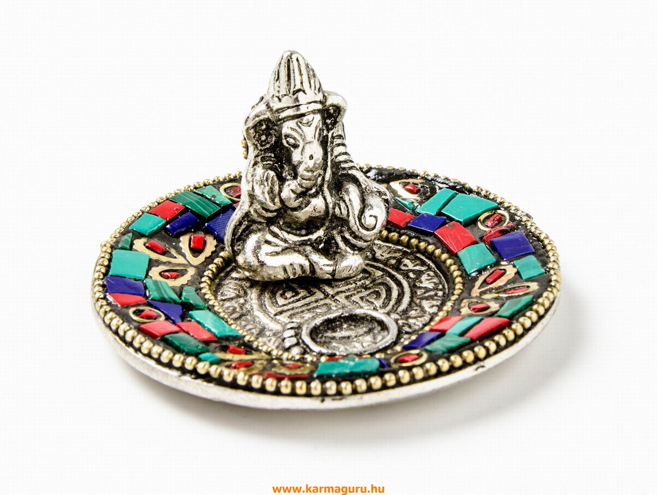 Alumínium füstölő égető, kerek - Ganesha, színes 