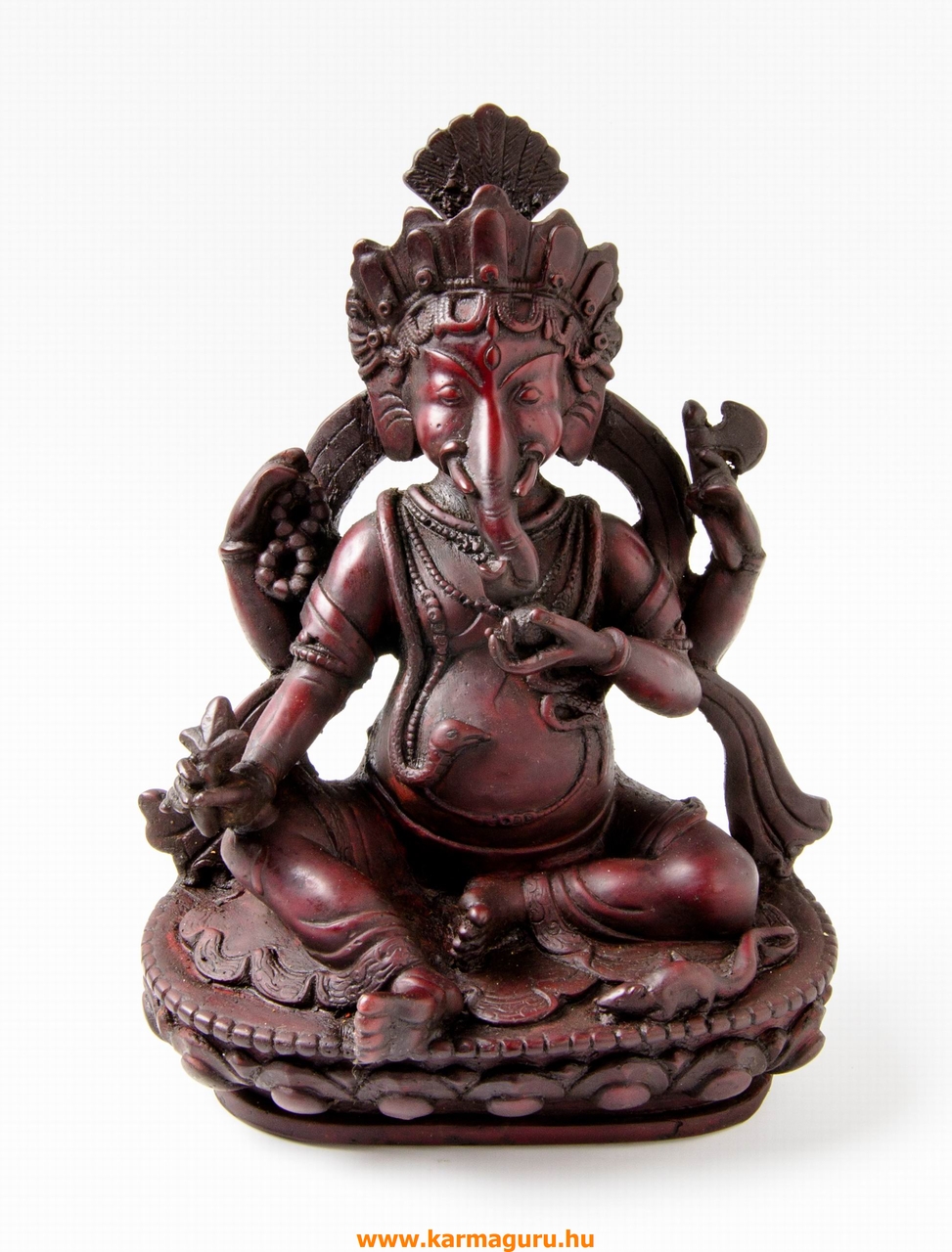 Ganesha, vörös színű rezin szobor - 20,5 cm