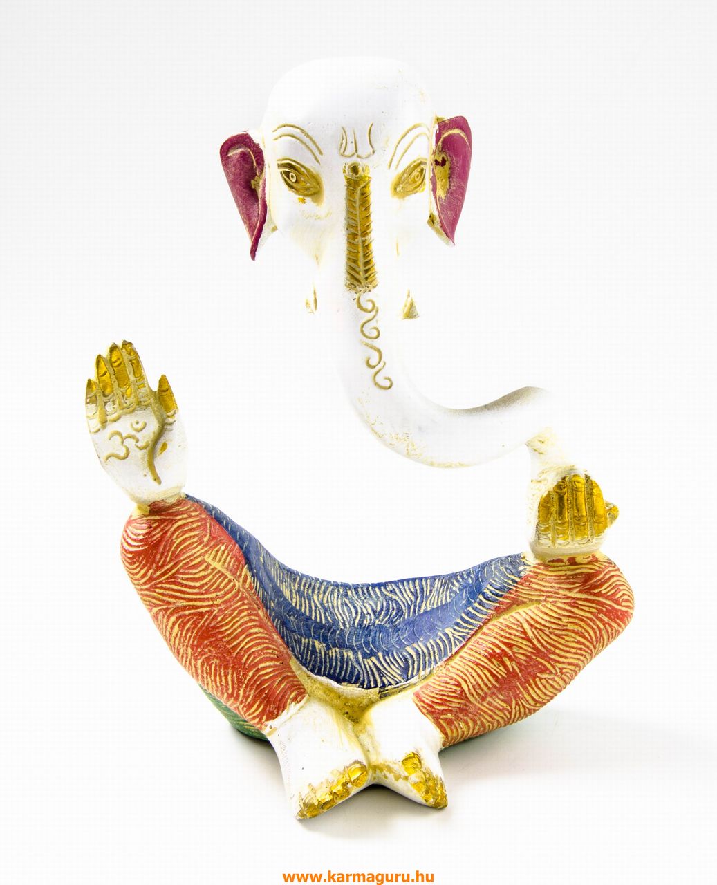 Ganesha absztrakt réz szobor, fehér-arany és színes - 20 cm