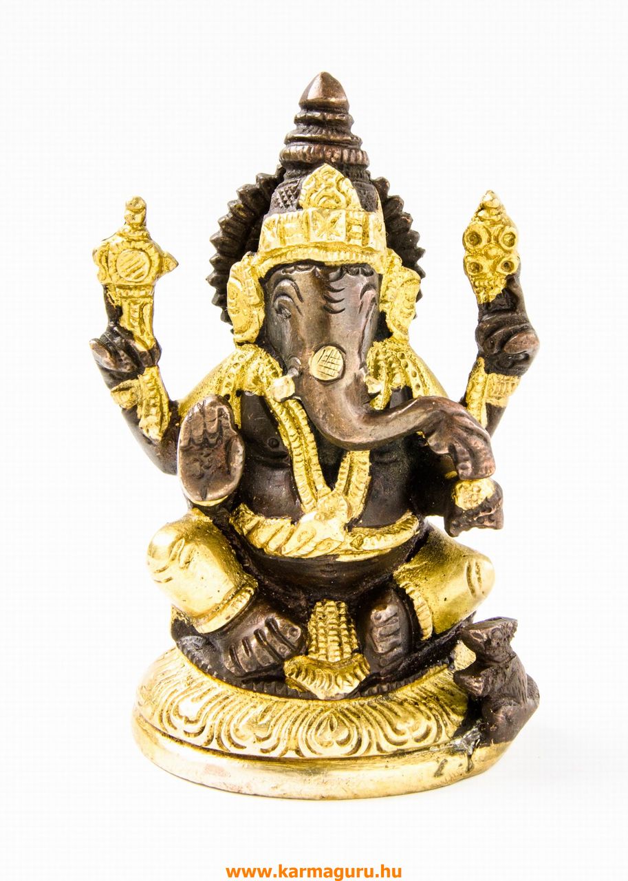 Ganesha réz szobor, arany-bronz - 12 cm