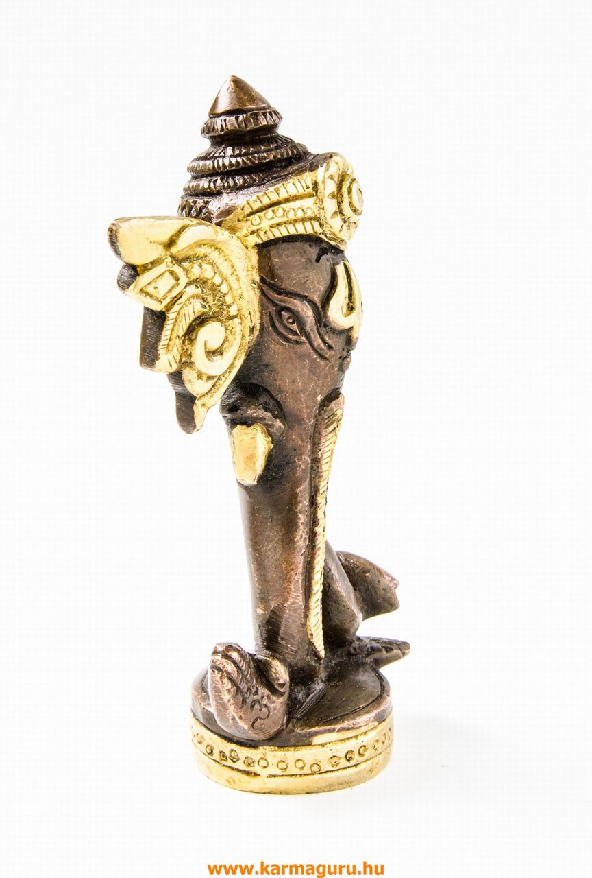 Ganesha absztrakt réz szobor, arany-bronz - 12 cm