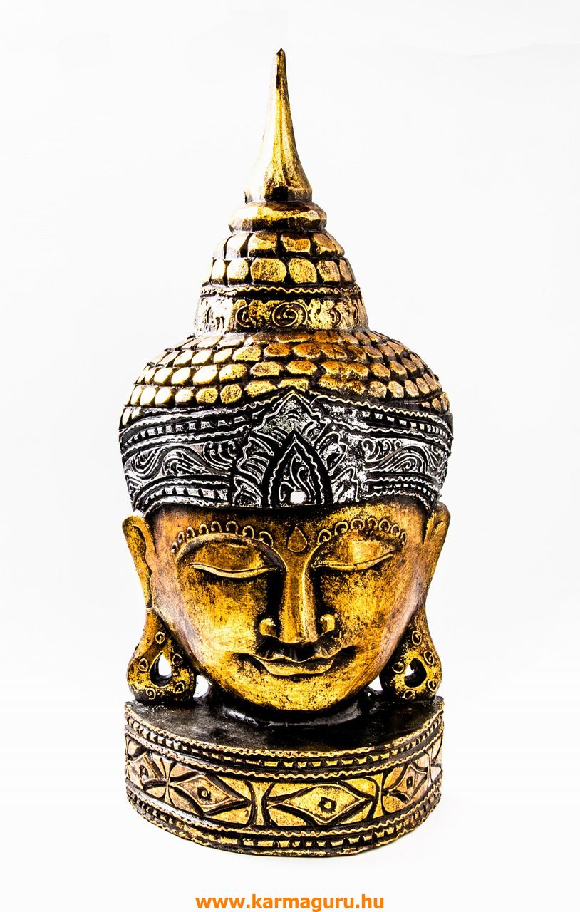 Buddha maszk falra és asztalra - 50 cm, arany színű