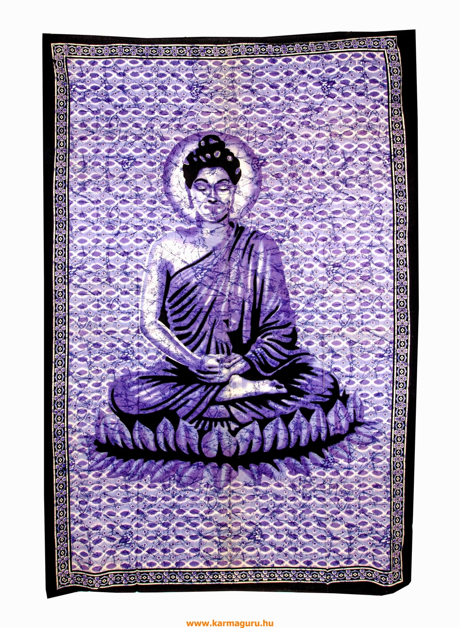 Buddhás ágytakaró, falidísz, lila - 139 x 200