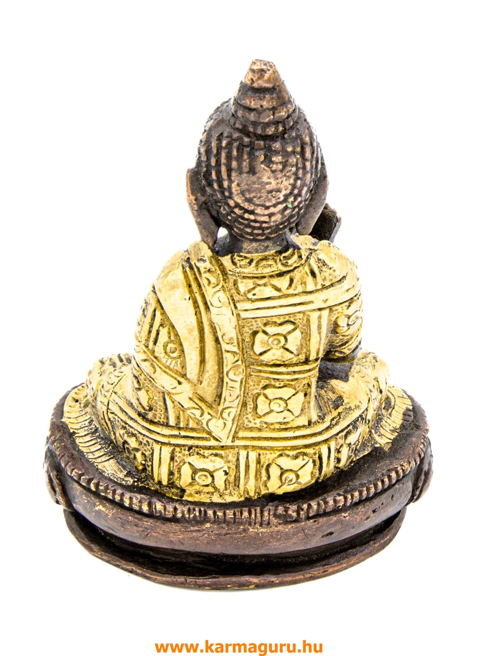 Áldó Buddha réz szobor, arany-bronz - 9,5 cm