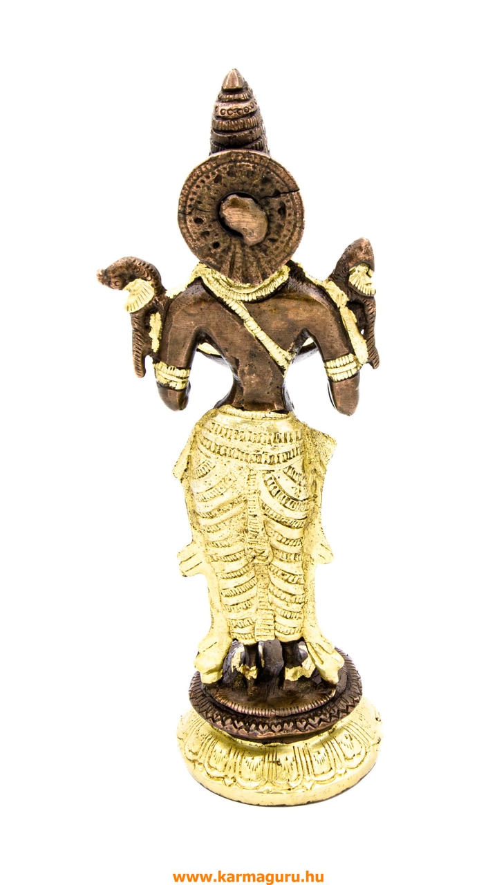 Álló Laxmi (Lakshmi) réz szobor, arany-bronz - 27 cm
