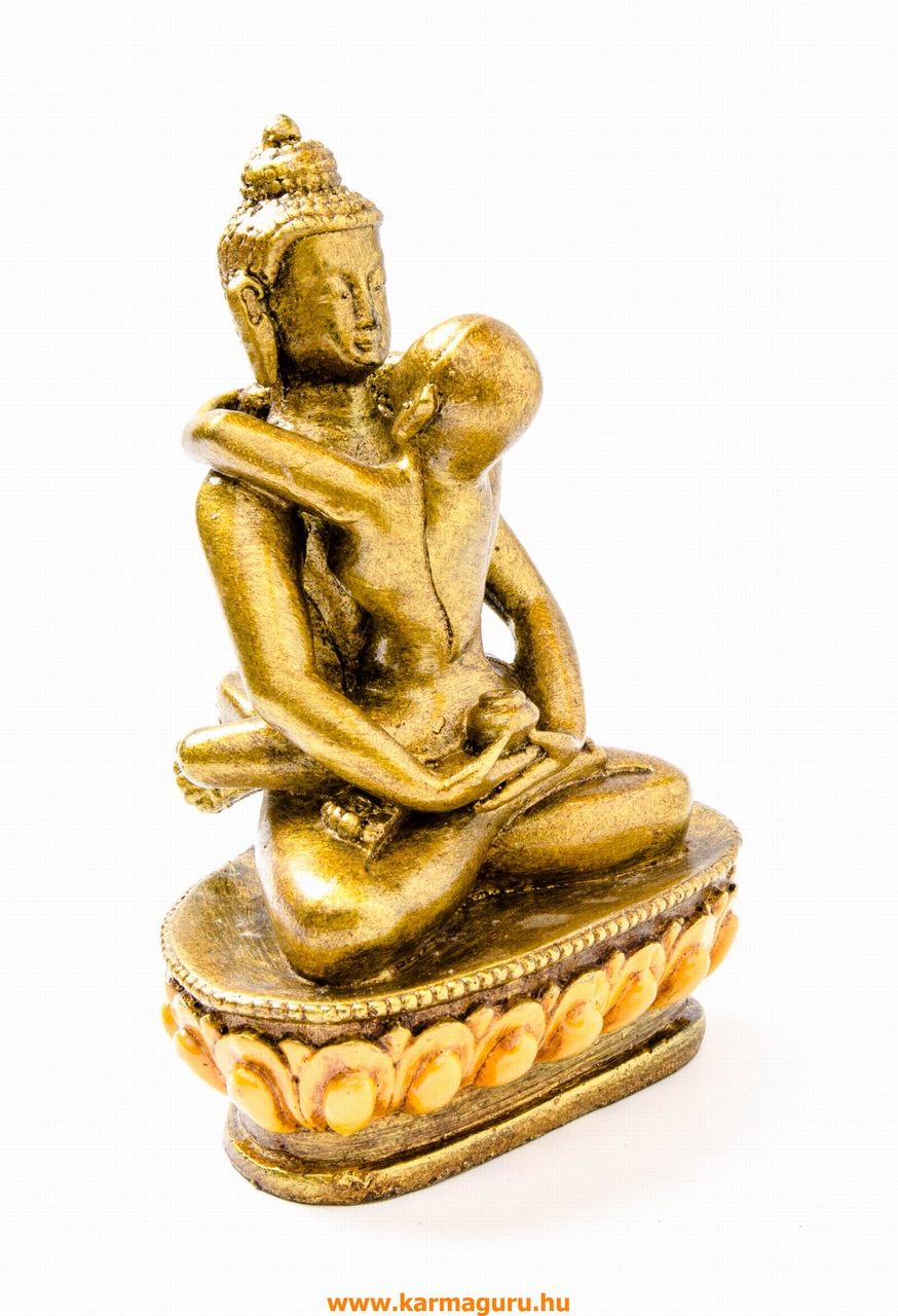 Buddha és Shakti (Samantabhadra) színes rezin szobor - 16 cm