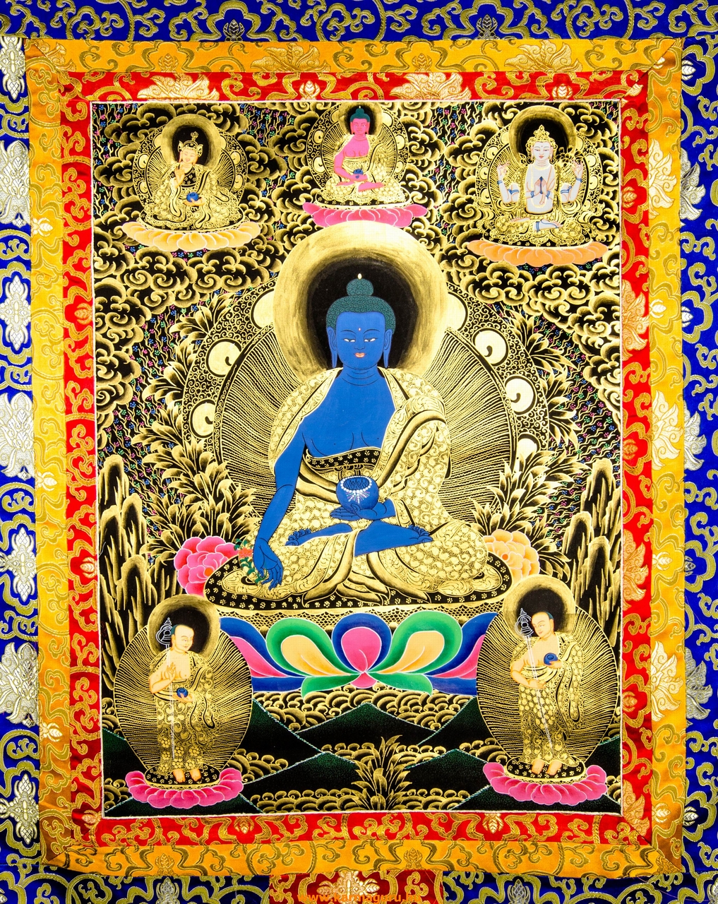 Gyógyító Buddha thanka - prémium minőség, hatalmas méretű
